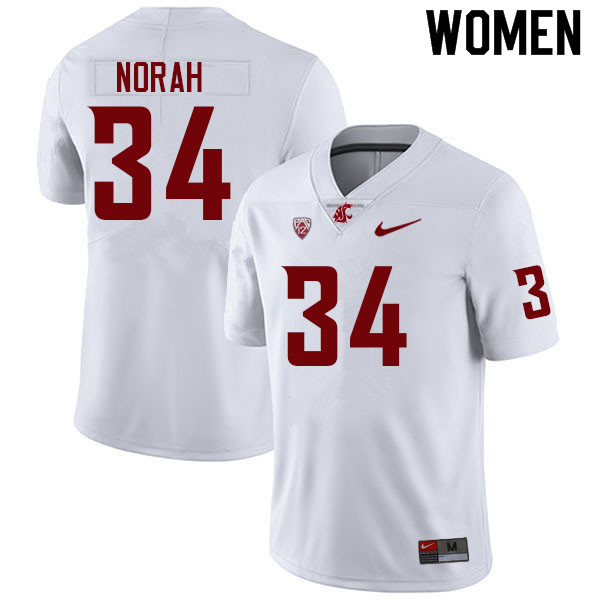 Women #34 Cole Norah Washington State Cougars College Football Jerseys Sale-White - Click Image to Close